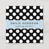 Zwart-witte pooldots, poolvlek vierkante visitekaartje (Voorkant)