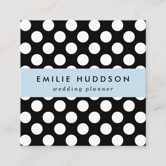 Zwart-witte pooldots, poolvlek vierkante visitekaartje (Voorkant)