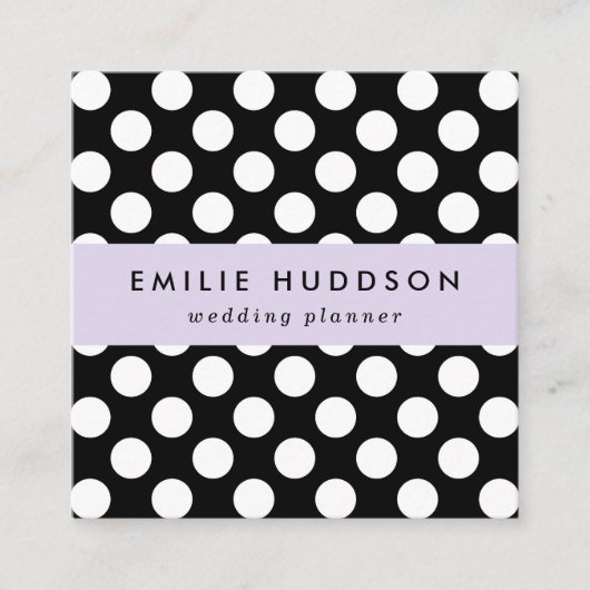 Zwart-witte pooldots, poolvlek vierkante visitekaartje (Voorkant)