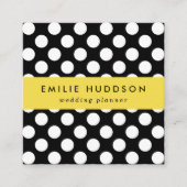 Zwart-witte pooldots, poolvlek vierkante visitekaartje (Voorkant)