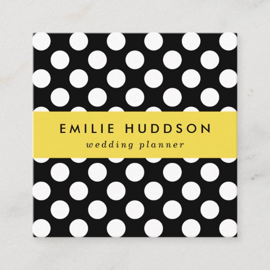 Zwart-witte pooldots, poolvlek vierkante visitekaartje (Voorkant)