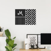 Zwart-witte pooldots poster (Thuiskantoor)