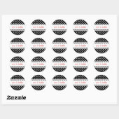 Zwart-witte pooldots - rood ronde sticker (Vel)