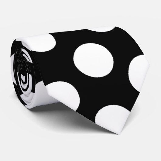 Zwart-witte pooldots stropdas (Opgerold)