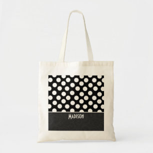 Zwart-witte pooldots tote bag