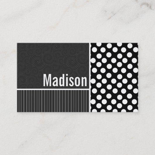 Zwart-witte pooldots visitekaartje (Voorkant)