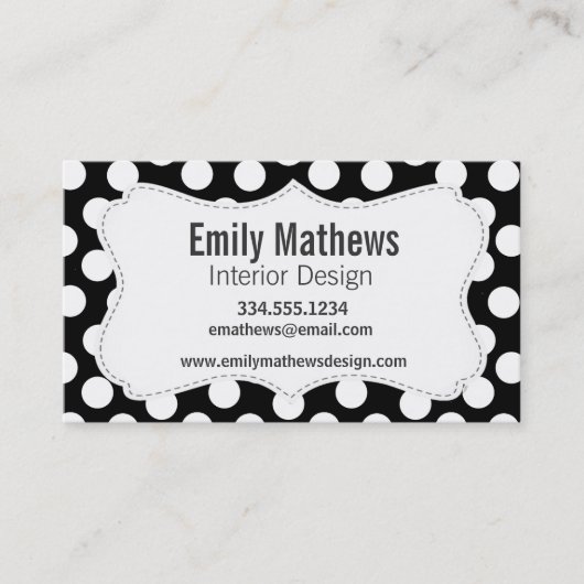 Zwart-witte pooldots visitekaartje (Voorkant)