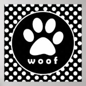 Zwart-witte poolpunten; Pauw afdrukken Poster (Voorkant)