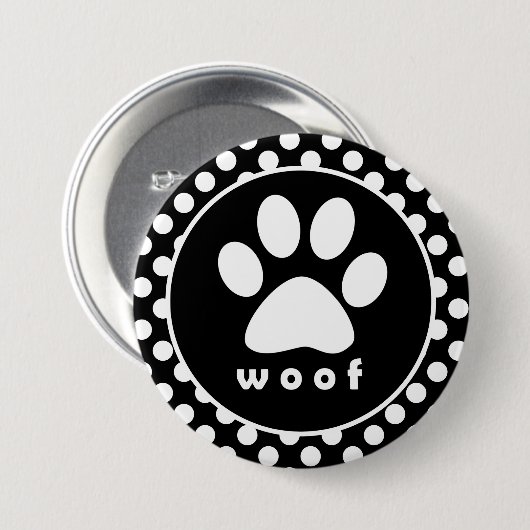 Zwart-witte poolpunten; Pauw afdrukken Ronde Button 7,6 Cm (Voorkant /achterkant)