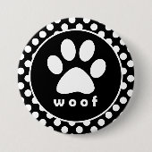 Zwart-witte poolpunten; Pauw afdrukken Ronde Button 7,6 Cm (Voorkant)