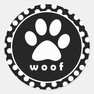 Zwart-witte poolpunten; Pauw afdrukken Ronde Sticker