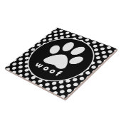 Zwart-witte poolpunten; Pauw afdrukken Tegeltje (Zijkant)