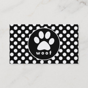 Zwart-witte poolpunten; Pauw afdrukken Visitekaartje