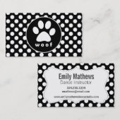 Zwart-witte poolpunten; Pauw afdrukken Visitekaartje (Voorkant / Achterkant)