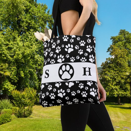 Zwart-witte pootjes handtekening tote bag