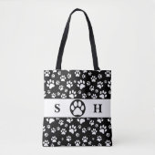 Zwart-witte pootjes handtekening tote bag (Voorkant)
