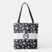 Zwart-witte pootjes handtekening tote bag (Achterkant)