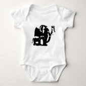 Zwart Witte Pop Art Baby & Moeder Olifanten Romper (Voorkant)