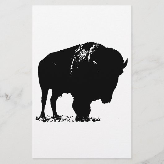 Zwart & Witte Pop Art Bizon Buffalo Briefpapier (Voorkant)