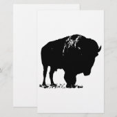 Zwart & Witte Pop Art Bizon Buffalo Briefpapier (Voorkant / Achterkant)