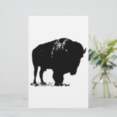 Zwart & Witte Pop Art Bizon Buffalo Briefpapier (Staand voorkant)