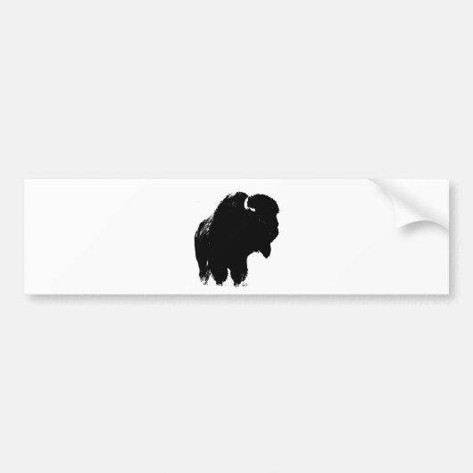 Zwart & Witte Pop Art Bizon Buffalo Bumpersticker (Voorkant)