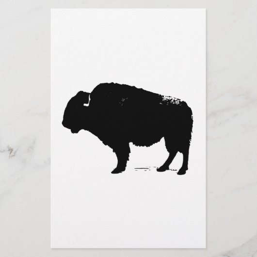 Zwart & Witte Pop Art Buffalo Bizon Briefpapier (Voorkant)