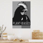 Zwart-witte Pop Art Chicken Poster Plant-biased (Keuken)