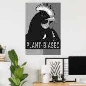 Zwart-witte Pop Art Chicken Poster Plant-biased (Thuiskantoor)