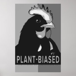 Zwart-witte Pop Art Chicken Poster Plant-biased