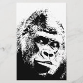 Zwart Witte Pop Art Gorilla Briefpapier (Voorkant)