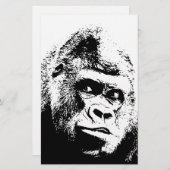 Zwart Witte Pop Art Gorilla Briefpapier (Voorkant / Achterkant)