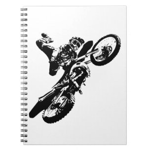Zwart Witte Pop Art Motocross Motorfiets Sport Notitieboek