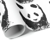 Zwart & Witte Pop Art Panda Kerstcadeau Verpakking Cadeaupapier (Rol Hoek)