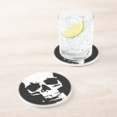 Zwart-witte Pop Kunst Stijlvolle wolk Zandsteen Onderzetter (Zijkant)