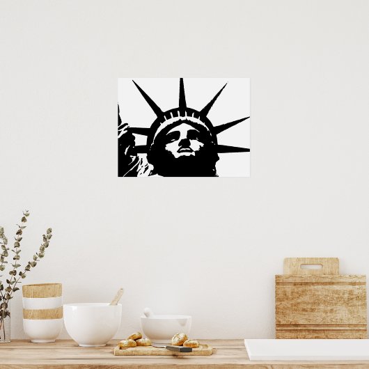 Zwart-witte Pop Kunstbeeld Vrijheidsbeeld Poster (Keuken)