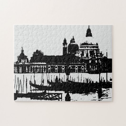 Zwart-witte Pop voor het Grote Kanaal van Venetië Legpuzzel (Horizontaal)