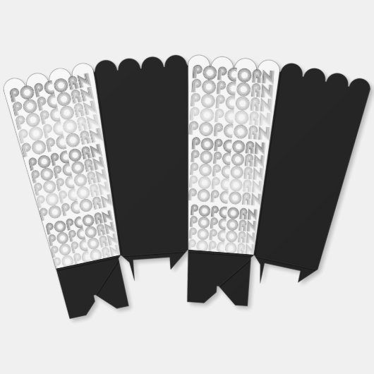 Zwart-witte popcorn bedankdoosjes (Ongevouwen)