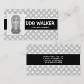Zwart-witte poten en fotosjabloon - Dog Walker Visitekaartje (Voorkant / Achterkant)
