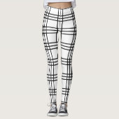 Zwart-witte preppy kool speldenartan leggings (Voorkant)