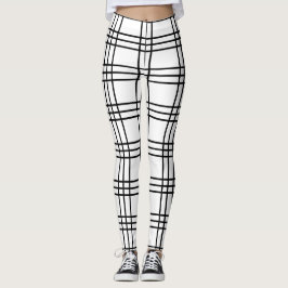 Zwart-witte preppy kool speldenartan leggings