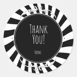 Zwart Witte Pret Whimsical Strepen Halloween Feest Ronde Sticker