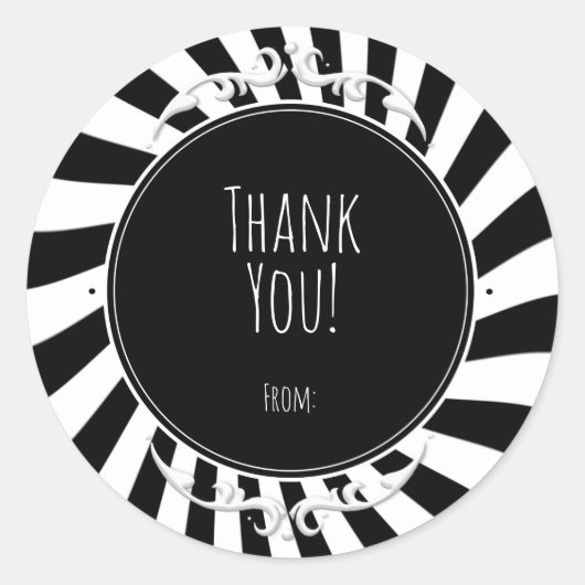 Zwart Witte Pret Whimsical Strepen Halloween Feest Ronde Sticker (Voorkant)