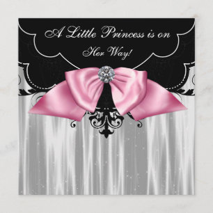Zwart Witte Prinses Baby Shower Uitnodigingen