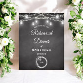 Zwart Witte Probediner String Lights Poster