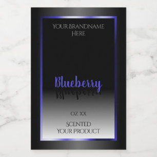 Zwart-witte productlabels Glanzend blauwe lijst Voedselcontainer Etiket