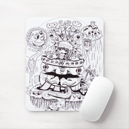 Zwart-witte Psychedelic Muismat (Met muis)