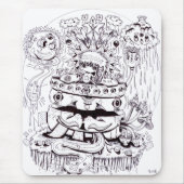 Zwart-witte Psychedelic Muismat (Voorkant)