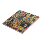 Zwart Witte Punk Rock Strip Collage Raster Tegeltje (Zijkant)