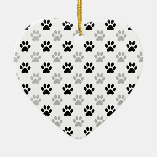 Zwart-witte puppy afdrukken keramisch ornament (Voorkant)